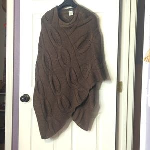Wool and mohair greige poncho